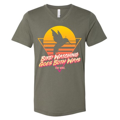 Retro Bird Watching Goes Both Ways V-Neck T-Shirt