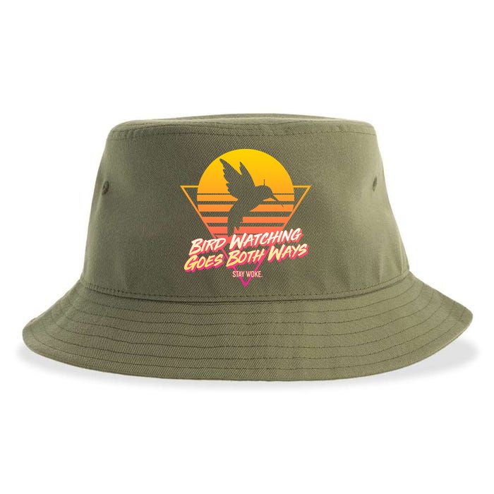 Retro Bird Watching Goes Both Ways Sustainable Bucket Hat