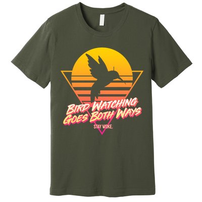 Retro Bird Watching Goes Both Ways Premium T-Shirt