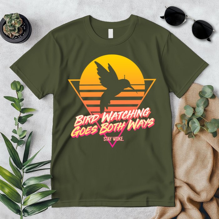 Retro Bird Watching Goes Both Ways Premium T-Shirt