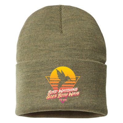 Retro Bird Watching Goes Both Ways Sustainable Knit Beanie