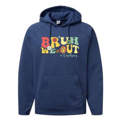 Retro Bruh We Out Teachers Students Summer Break Performance Fleece Hoodie