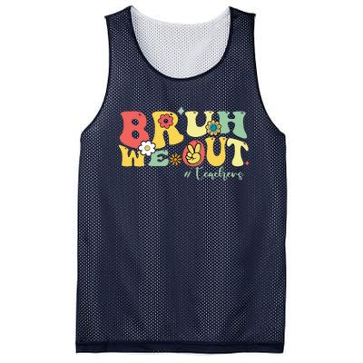 Retro Bruh We Out Teachers Students Summer Break Mesh Reversible Basketball Jersey Tank