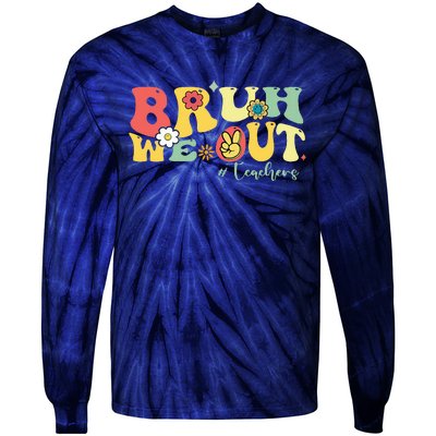 Retro Bruh We Out Teachers Students Summer Break Tie-Dye Long Sleeve Shirt