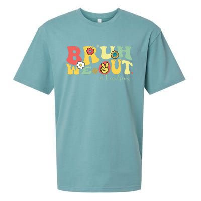 Retro Bruh We Out Teachers Students Summer Break Sueded Cloud Jersey T-Shirt