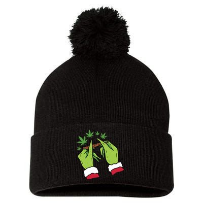 Rolling Blunt Weed Funny Christmas Xmas Holiday Trending Pom Pom 12in Knit Beanie