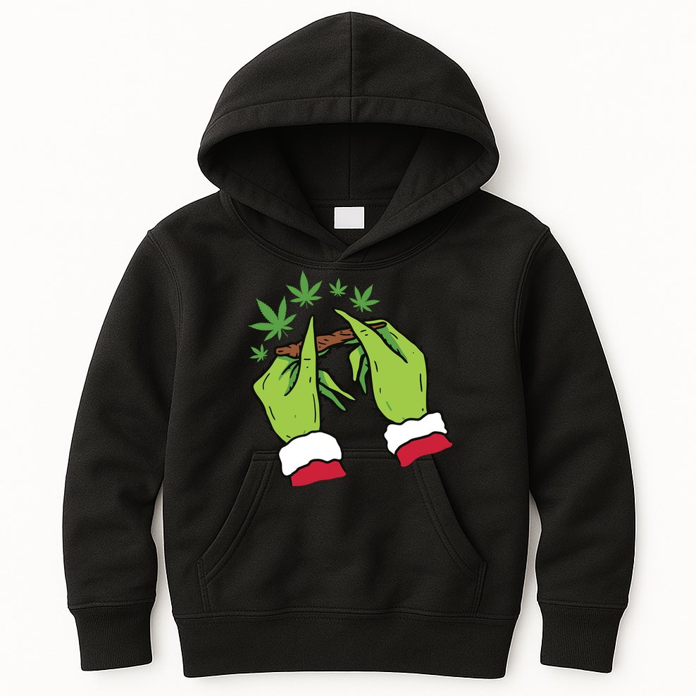 Rolling Blunt Weed Funny Christmas Xmas Holiday Trending Kids Hoodie