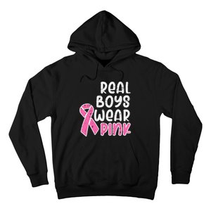 Real Boy Wear Pink Ribbon Cute Breast Cancer Awareness Kids Hoodie