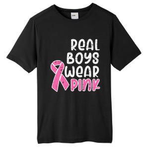 Real Boy Wear Pink Ribbon Cute Breast Cancer Awareness Kids Tall Fusion ChromaSoft Performance T-Shirt