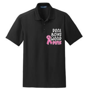 Real Boy Wear Pink Ribbon Cute Breast Cancer Awareness Kids Dry Zone Grid Polo