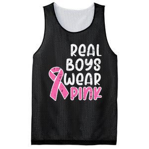 Real Boy Wear Pink Ribbon Cute Breast Cancer Awareness Kids Mesh Reversible Basketball Jersey Tank