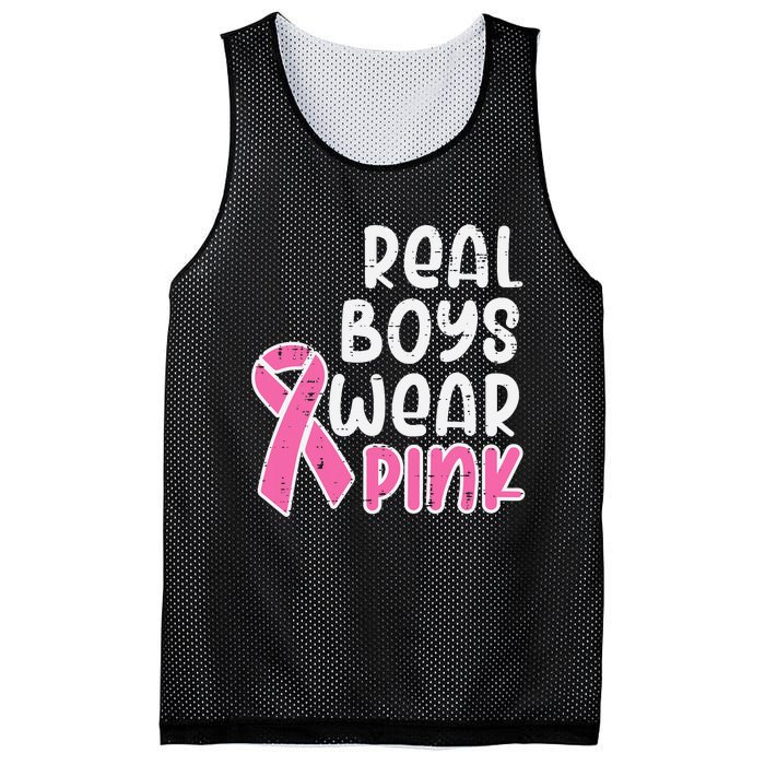 Real Boy Wear Pink Ribbon Cute Breast Cancer Awareness Kids Mesh Reversible Basketball Jersey Tank