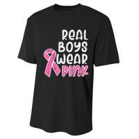 Real Boy Wear Pink Ribbon Cute Breast Cancer Awareness Kids Performance Sprint T-Shirt