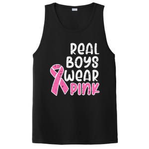 Real Boy Wear Pink Ribbon Cute Breast Cancer Awareness Kids PosiCharge Competitor Tank