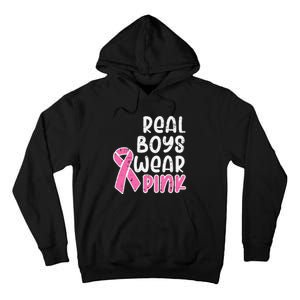 Real Boy Wear Pink Ribbon Cute Breast Cancer Awareness Kids Tall Hoodie