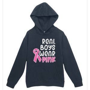 Real Boy Wear Pink Ribbon Cute Breast Cancer Awareness Kids Urban Pullover Hoodie