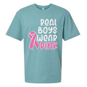 Real Boy Wear Pink Ribbon Cute Breast Cancer Awareness Kids Sueded Cloud Jersey T-Shirt