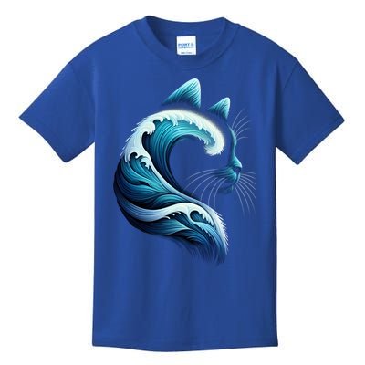 Retro Blue Wave Of Cat Ladies Blue Cats Wave For Kamala Cool Gift Kids T-Shirt