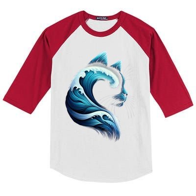 Retro Blue Wave Of Cat Ladies Blue Cats Wave For Kamala Cool Gift Kids Colorblock Raglan Jersey