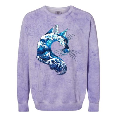 Retro Blue Wave Of Cat Ladies Blue Cats Wave For Kamala Colorblast Crewneck Sweatshirt