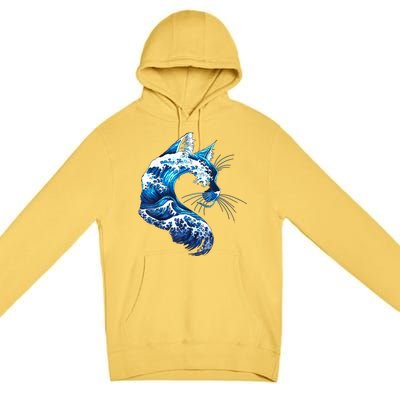 Retro Blue Wave Of Cat Ladies Blue Cats Wave For Kamala Premium Pullover Hoodie