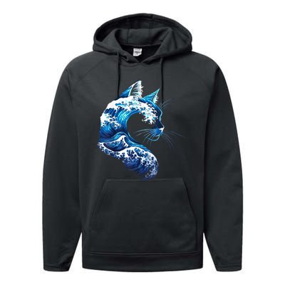 Retro Blue Wave Of Cat Ladies Blue Cats Wave For Kamala Performance Fleece Hoodie