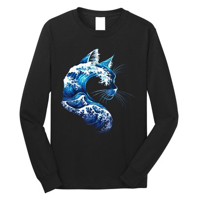 Retro Blue Wave Of Cat Ladies Blue Cats Wave For Kamala Long Sleeve Shirt