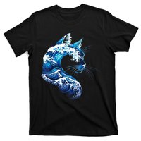 Retro Blue Wave Of Cat Ladies Blue Cats Wave For Kamala T-Shirt