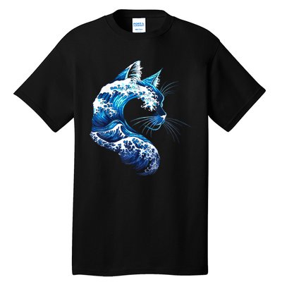 Retro Blue Wave Of Cat Ladies Blue Cats Wave For Kamala Tall T-Shirt