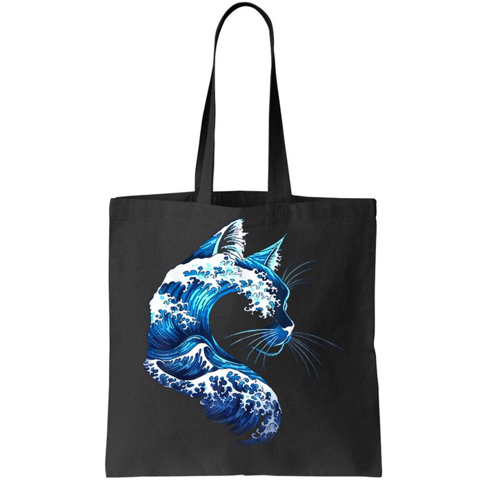 Retro Blue Wave Of Cat Ladies Blue Cats Wave For Kamala Tote Bag