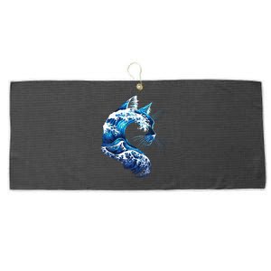 Retro Blue Wave Of Cat Ladies Blue Cats Wave For Kamala Large Microfiber Waffle Golf Towel