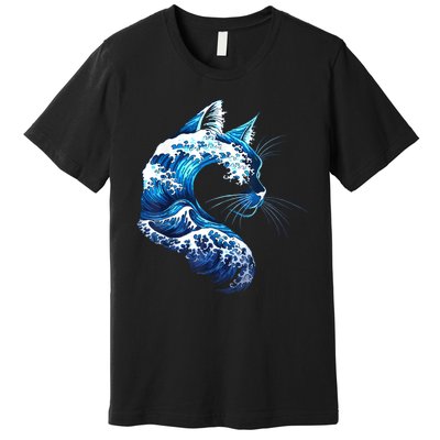 Retro Blue Wave Of Cat Ladies Blue Cats Wave For Kamala Premium T-Shirt