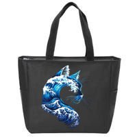 Retro Blue Wave Of Cat Ladies Blue Cats Wave For Kamala Zip Tote Bag