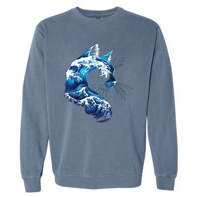 Retro Blue Wave Of Cat Ladies Blue Cats Wave For Kamala Garment-Dyed Sweatshirt