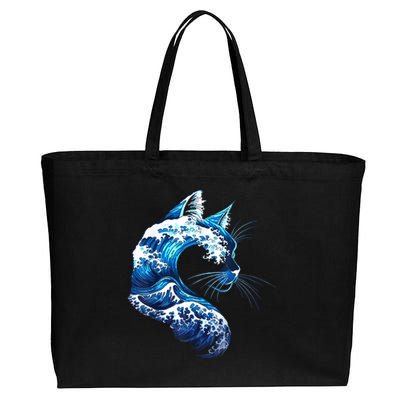 Retro Blue Wave Of Cat Ladies Blue Cats Wave For Kamala Cotton Canvas Jumbo Tote