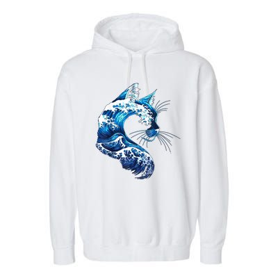 Retro Blue Wave Of Cat Ladies Blue Cats Wave For Kamala Garment-Dyed Fleece Hoodie