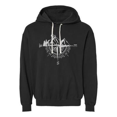 Retro Bicycle With Compass And Mountains Cycling Gift Garment-Dyed Fleece Hoodie