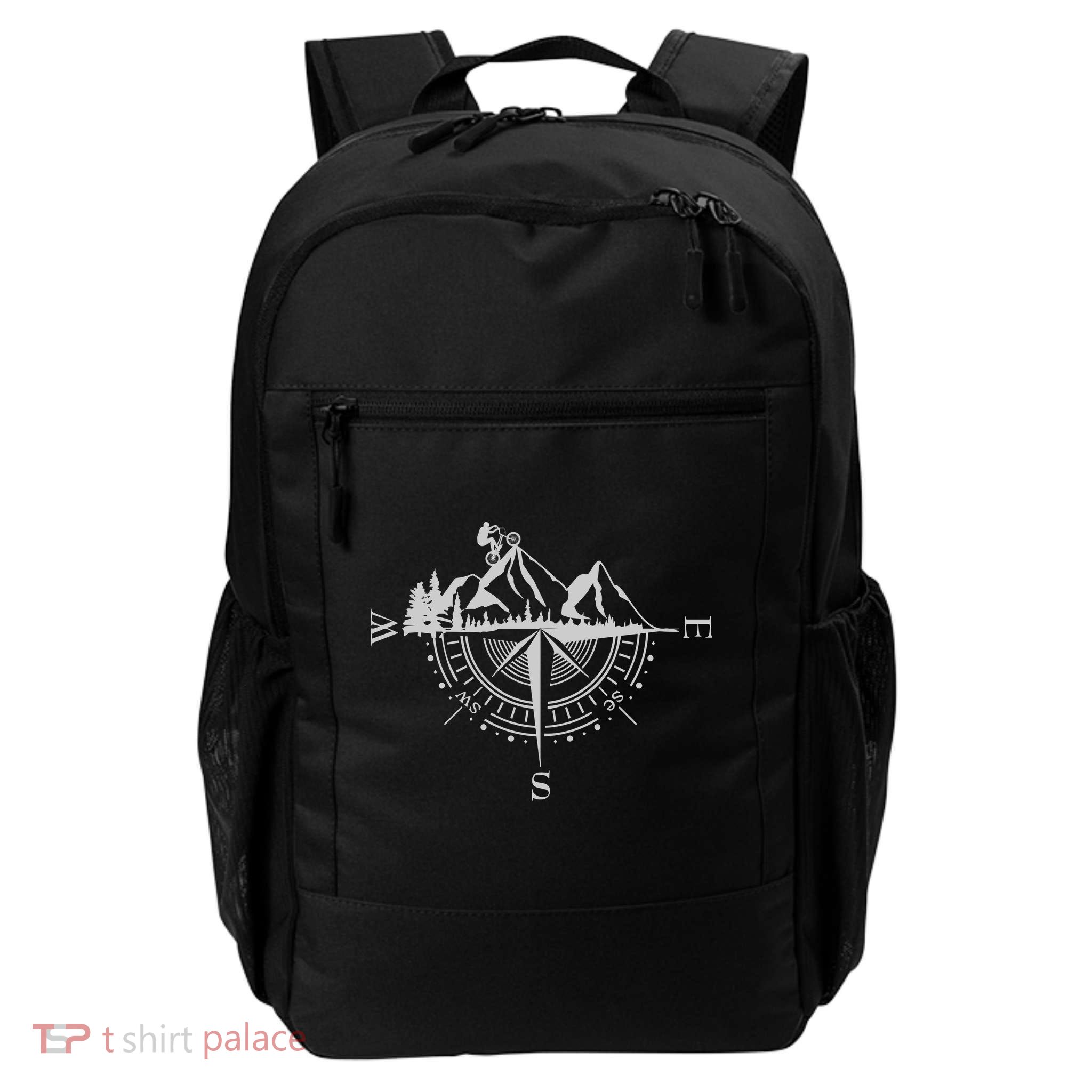 Retro Bicycle With Compass And Mountains Cycling Gift Backpack