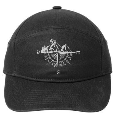 Retro Bicycle With Compass And Mountains Cycling Gift 7-Panel Snapback Hat