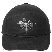 Retro Bicycle With Compass And Mountains Cycling Gift 7-Panel Snapback Hat