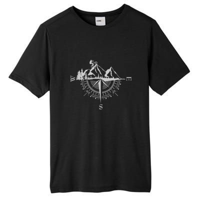 Retro Bicycle With Compass And Mountains Cycling Gift Tall Fusion ChromaSoft Performance T-Shirt