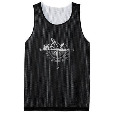 Retro Bicycle With Compass And Mountains Cycling Gift Mesh Reversible Basketball Jersey Tank