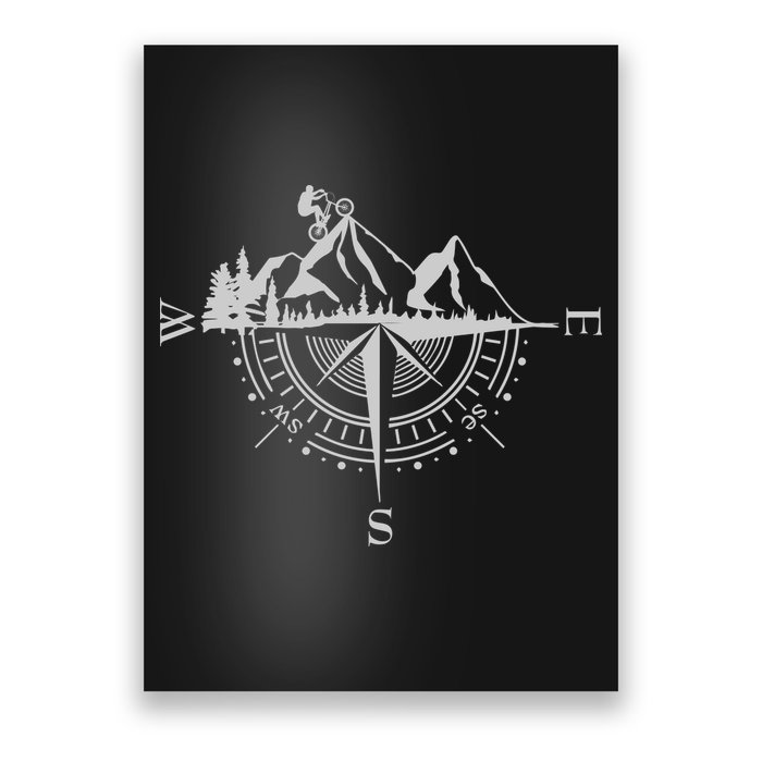 Retro Bicycle With Compass And Mountains Cycling Gift Poster