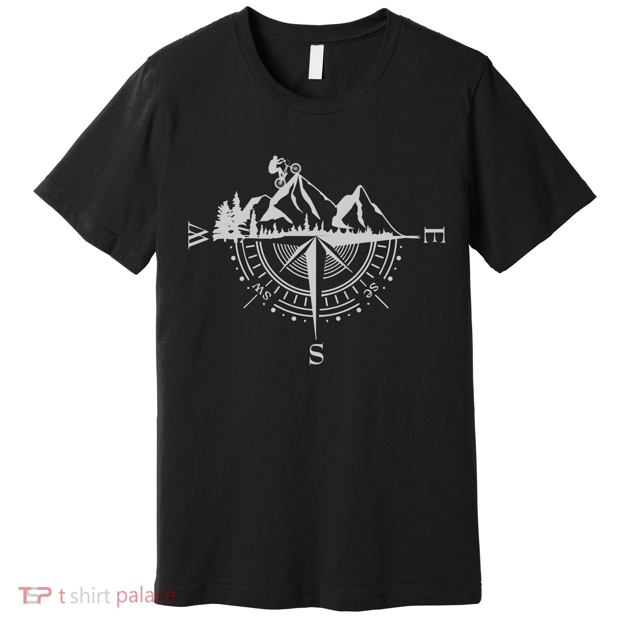 Retro Bicycle With Compass And Mountains Cycling Gift Premium T-Shirt