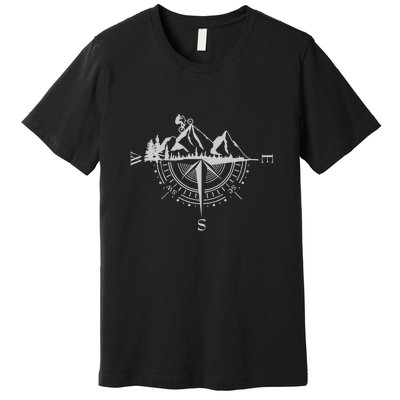 Retro Bicycle With Compass And Mountains Cycling Gift Premium T-Shirt