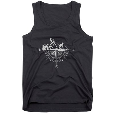 Retro Bicycle With Compass And Mountains Cycling Gift Tank Top