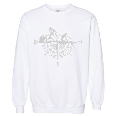 Retro Bicycle With Compass And Mountains Cycling Gift Garment-Dyed Sweatshirt