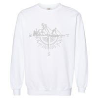 Retro Bicycle With Compass And Mountains Cycling Gift Garment-Dyed Sweatshirt