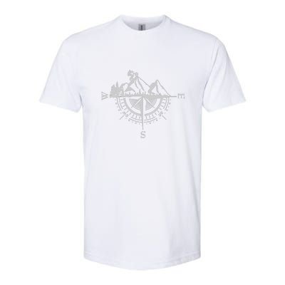 Retro Bicycle With Compass And Mountains Cycling Gift Softstyle CVC T-Shirt