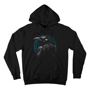 Raven Bird With Viking Rune Hoodie